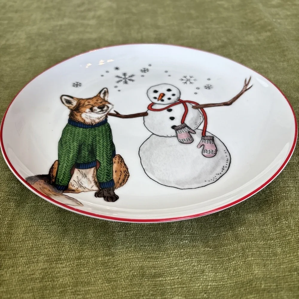 West Elm 2020 Rachel Kozlowski Christmas Dapper Animal Fox Salad Plate So Cute